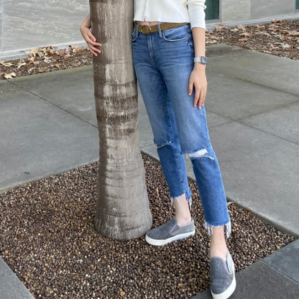 Frame Mid-Rise Le Nouveau Slim Straight Jeans Women’s 26